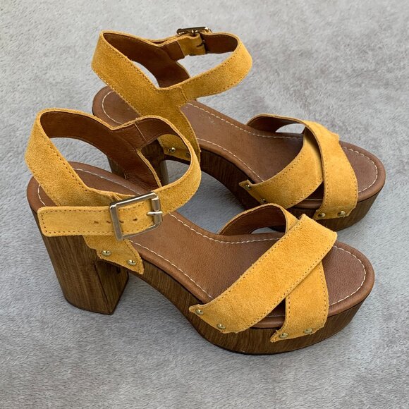 Aldo Deleniel Suede and Wooden Platform Block Heels Sz9 - Picture 16 of 16